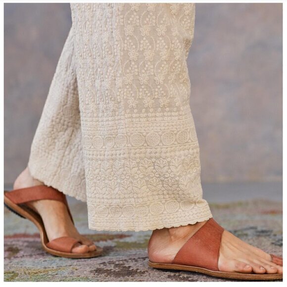 Sundance Solstice Culottes 100% Cotton High Waist Wide Leg Pants Embroidered 2 - Picture 2 of 12